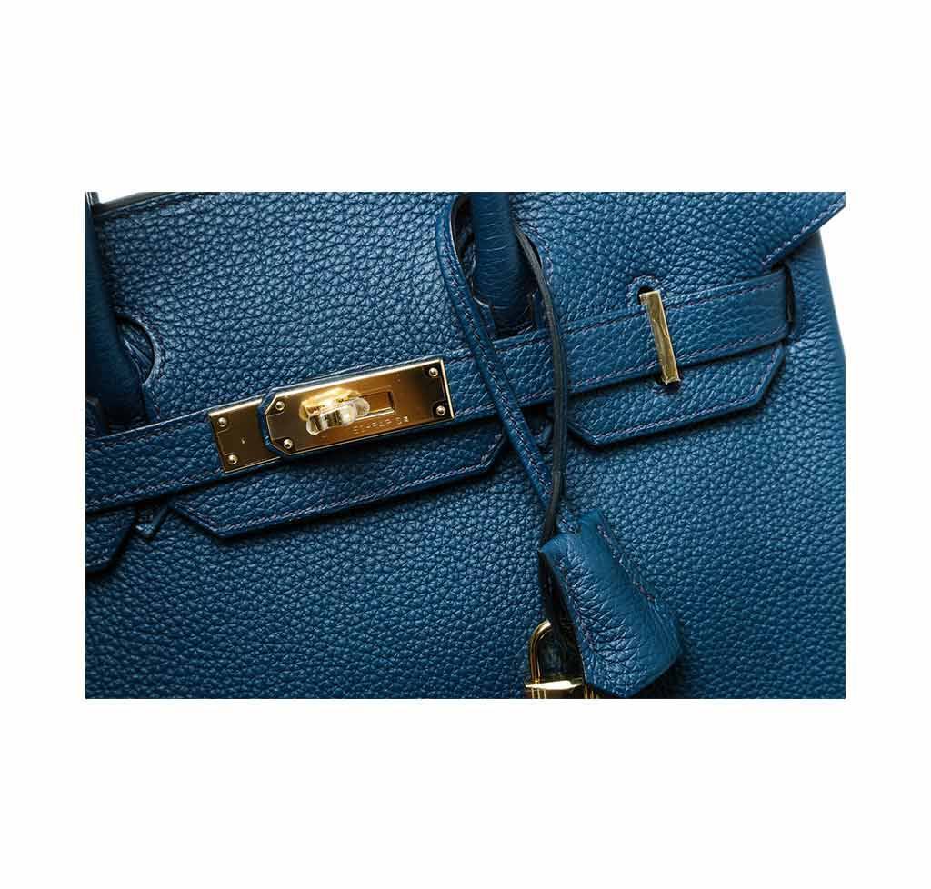Hermes Birkin 30 Bleu Prusse Togo Leather Gold Hardware