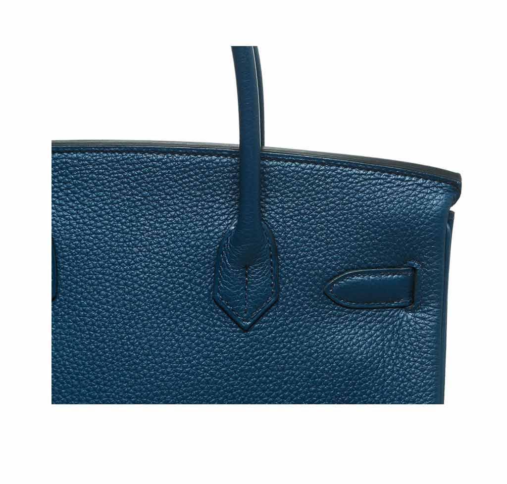 Hermes Birkin 30 Bleu Prusse Togo Leather Gold Hardware