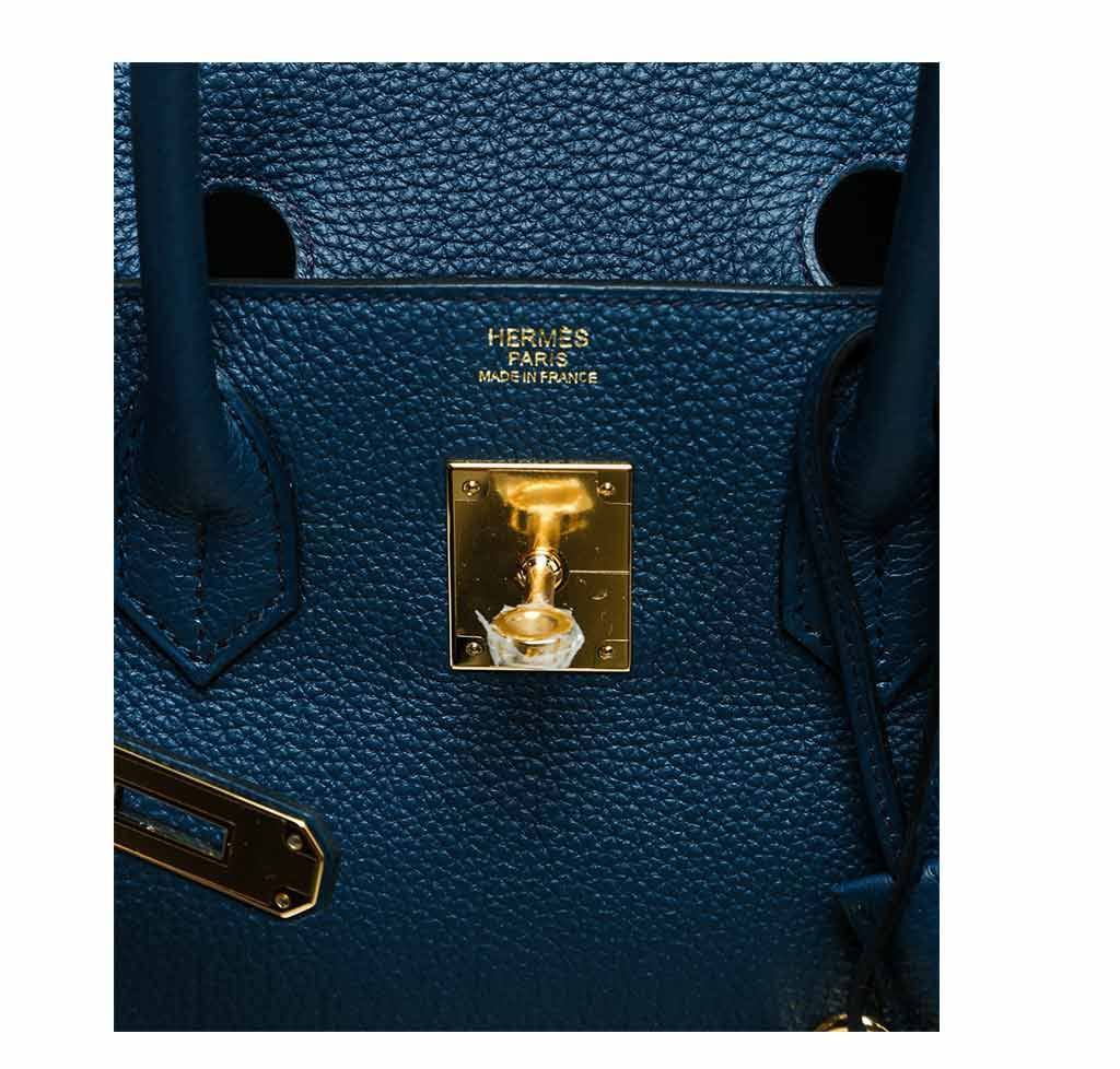 Hermes Birkin 30 Bleu Prusse Togo Leather Gold Hardware