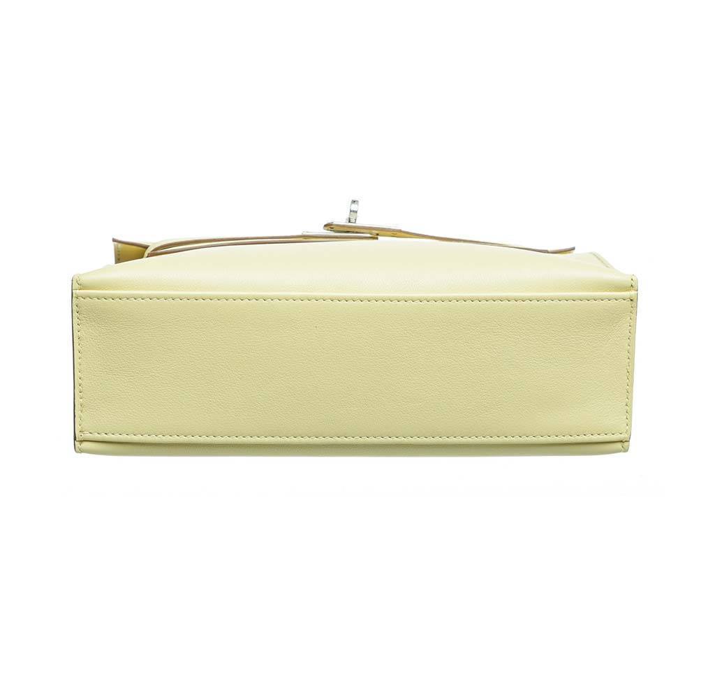 Hermes Kelly Pochette Mini Soufre Swift Leather Palladium Hardware