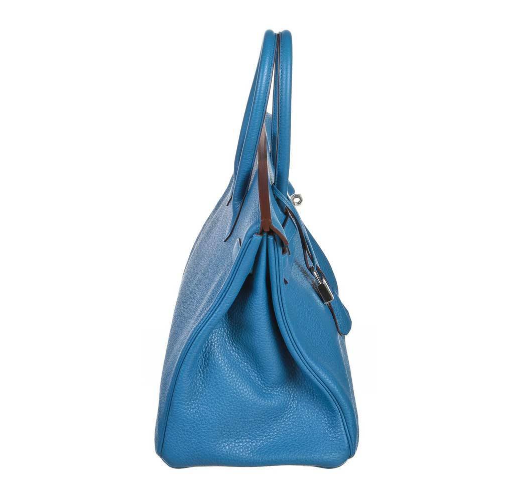 Hermes Birkin 35 Mykonos Blue Clemence Leather Palladium Hardware