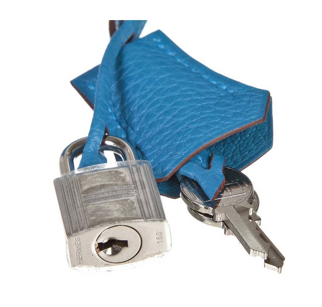 Hermes Birkin 35 Mykonos Blue Clemence Leather Palladium Hardware