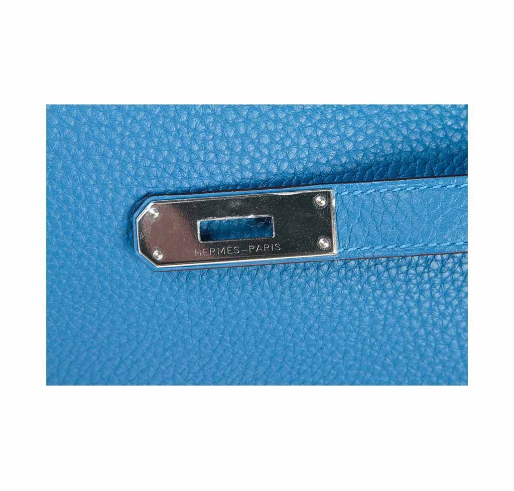 Hermes Birkin 35 Mykonos Blue Clemence Leather Palladium Hardware