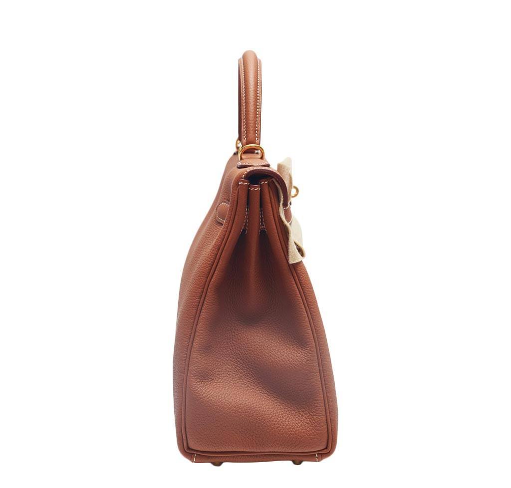 Hermes Kelly Retourne 32 Gold Togo Leather Gold Hardware
