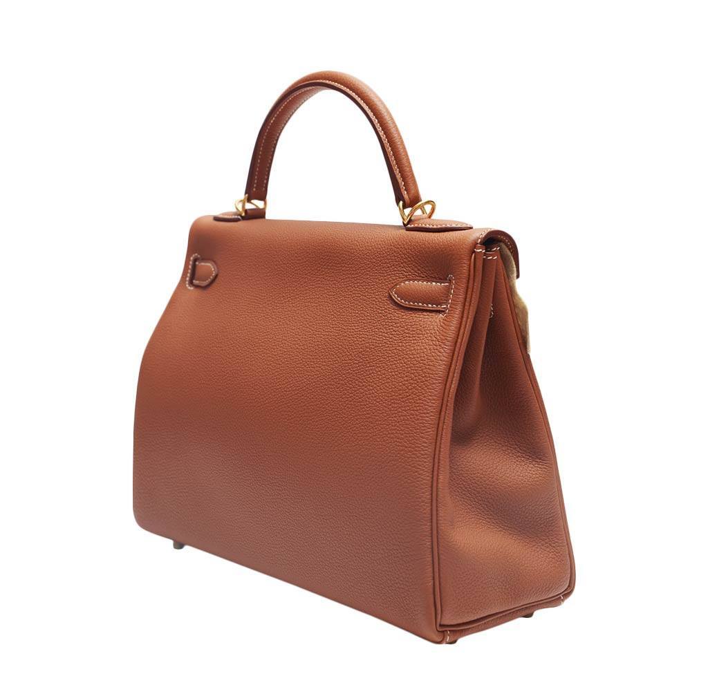 Hermes Kelly Retourne 32 Gold Togo Leather Gold Hardware