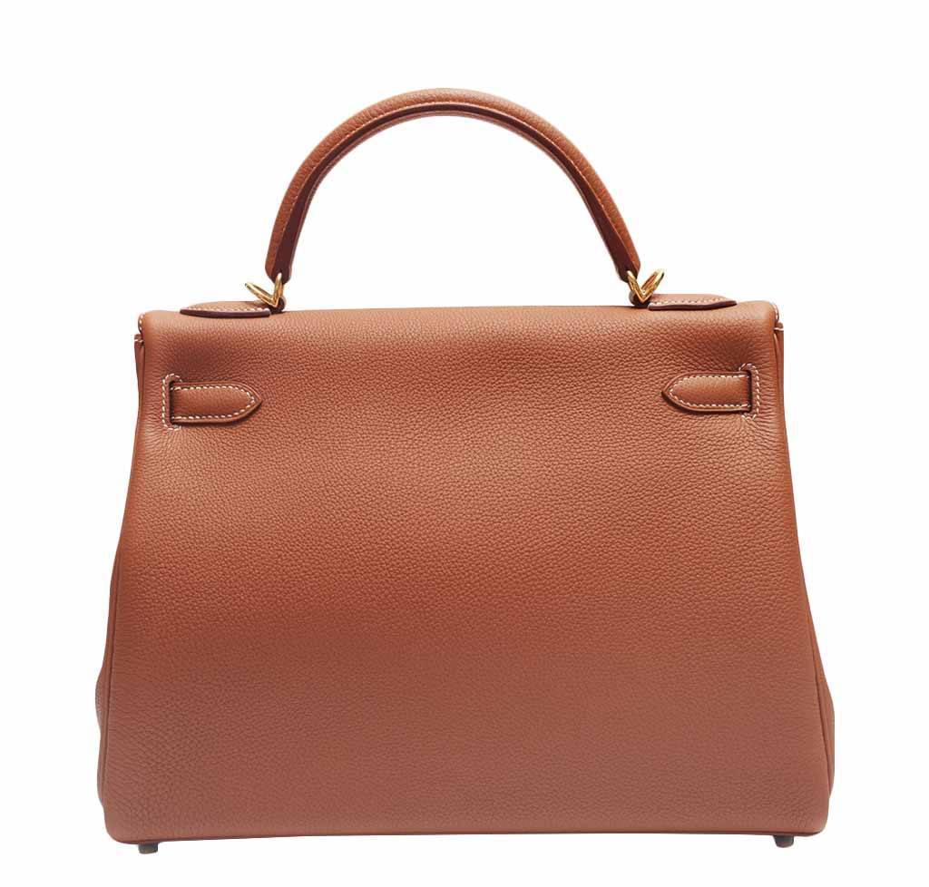 Hermes Kelly Retourne 32 Gold Togo Leather Gold Hardware