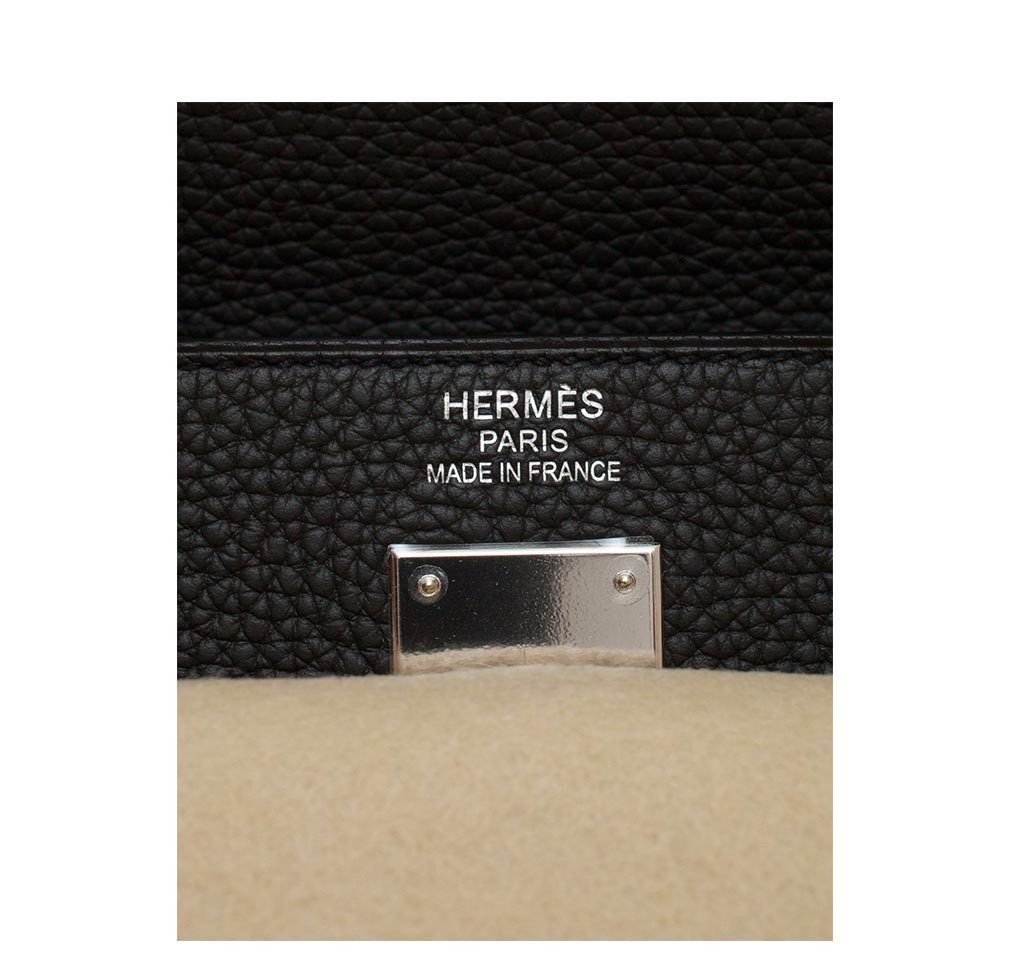 Hermes Kelly Retourne 35 Black Plomb Clemence Leather Palladium Hardware