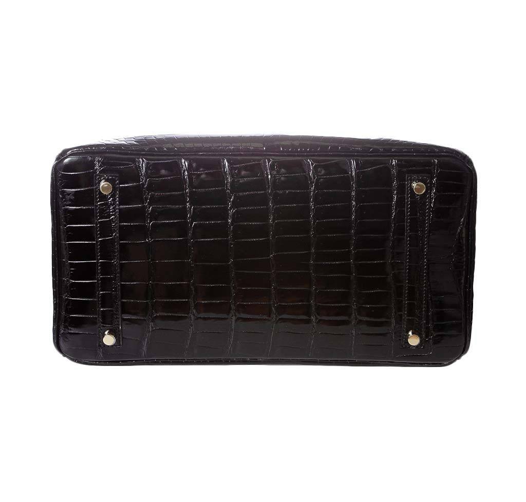 Hermes Birkin 35 Noir Porosus Crocodile Gold Hardware