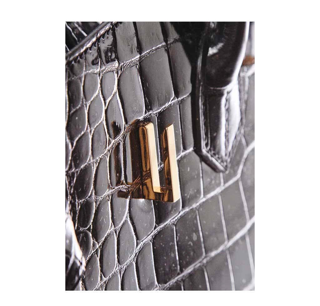 Hermes Birkin 35 Noir Porosus Crocodile Gold Hardware