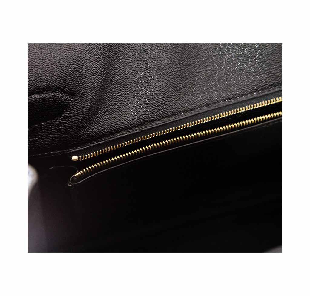 Hermes Birkin 35 Noir Porosus Crocodile Gold Hardware