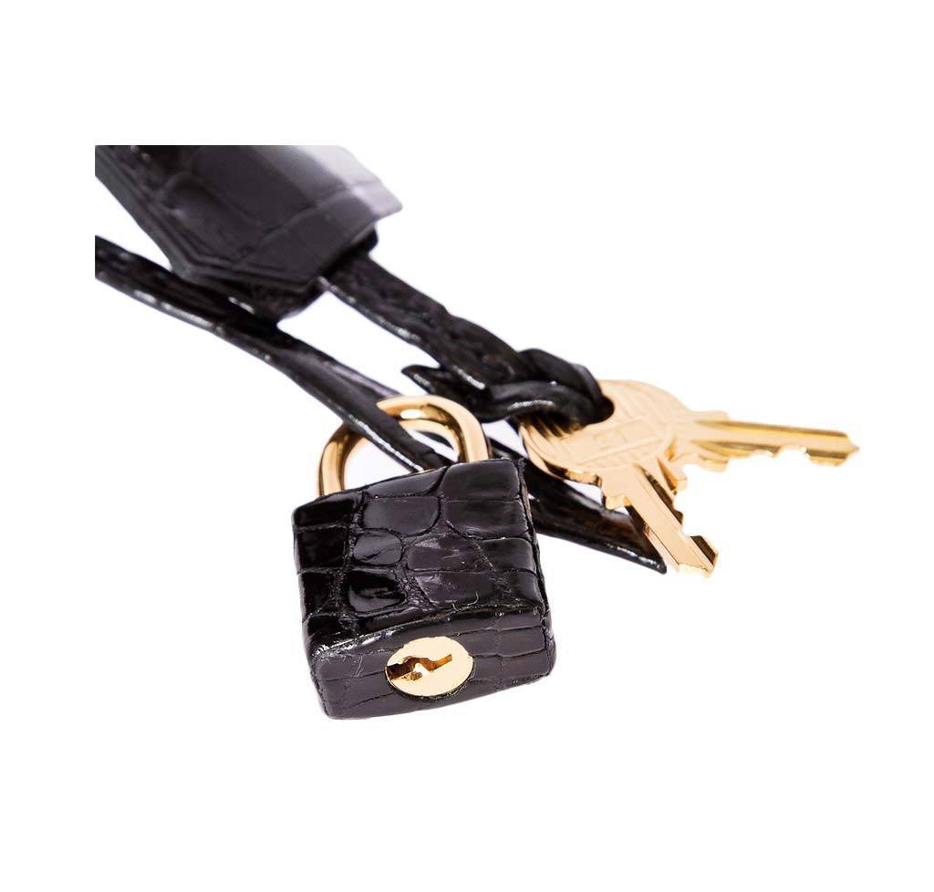 Hermes Birkin 35 Noir Porosus Crocodile Gold Hardware