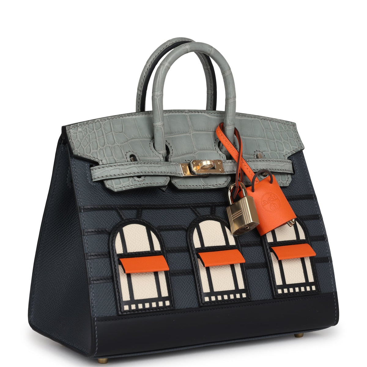 Hermes "Rainy Days" Sac Faubourg Birkin 20 Gris Misty Matte Alligator with Permabrass Hardware