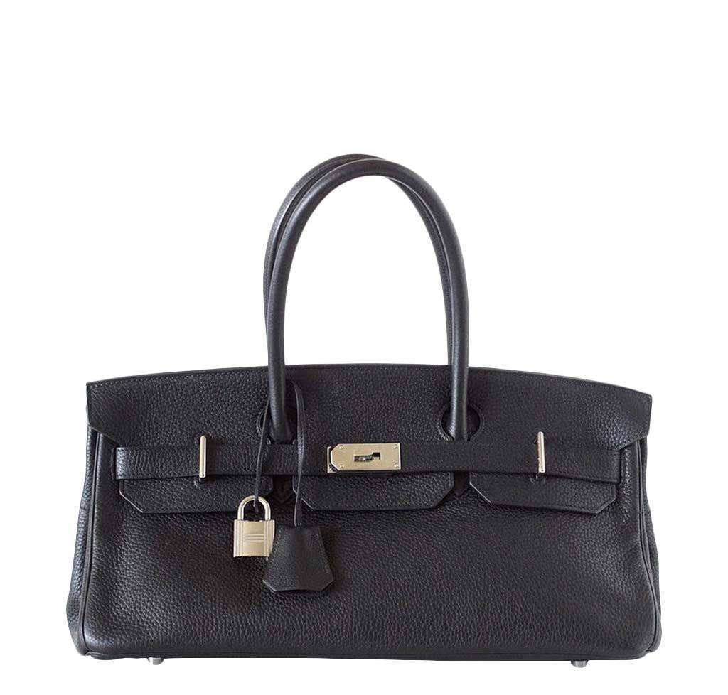 Hermes Birkin JPG Shoulder Bag Black Clemence Leather Palladium Hardware