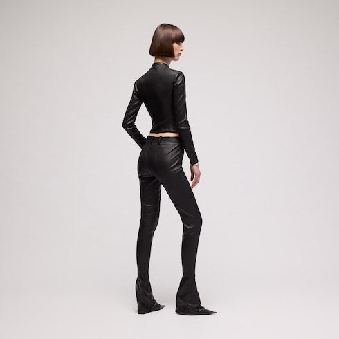 Lightweight stretch leather jacket - black