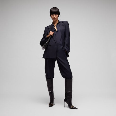Light wool double-breasted jacket - dark blue