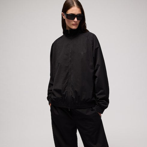 Soft technical twill zip jacket - black