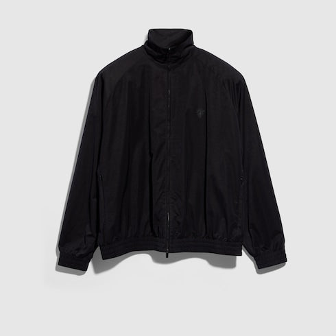 Soft technical twill zip jacket - black