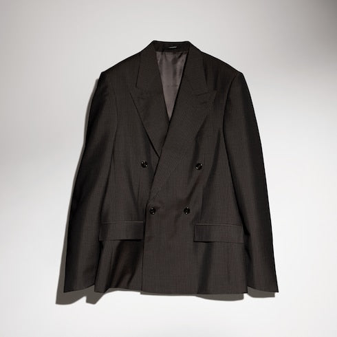 Pinstripe wool mohair jacket - dark brown