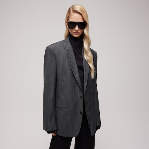 Pinstripe wool jacket - dark grey