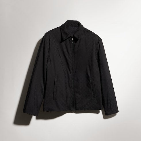 Reversible wool zip jacket - black