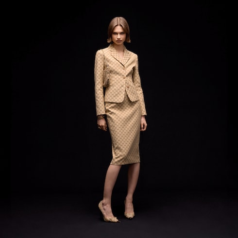 GG cotton canvas jacket - sand and beige