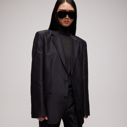 Fine silk faille jacket - black