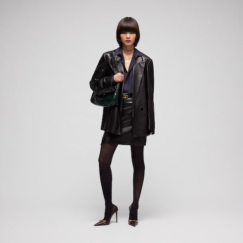 Soft nappa double-breasted jacket - black