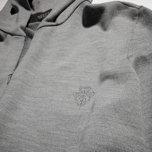 Wool silk blend hooded cardigan - grey