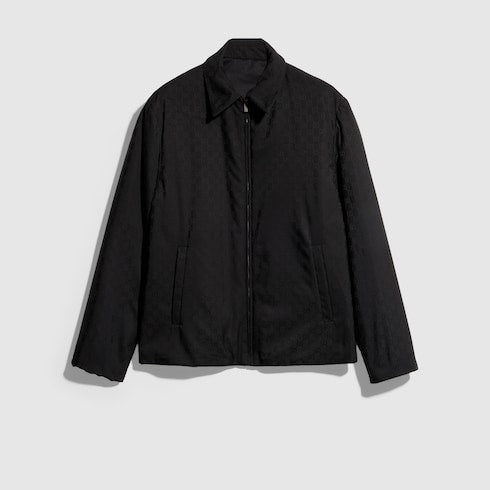 Reversible wool zip jacket - black