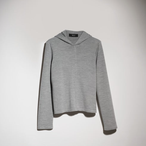 Wool silk blend hooded cardigan - grey