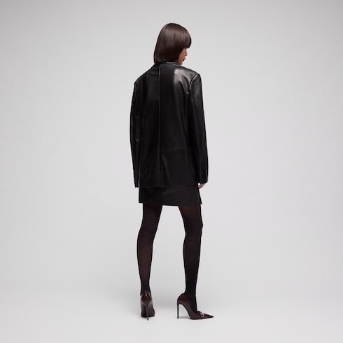Soft nappa double-breasted jacket - black