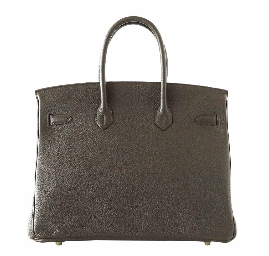 Hermes Birkin 35 Vert Bronze Veau Togo Leather Gold Hardware